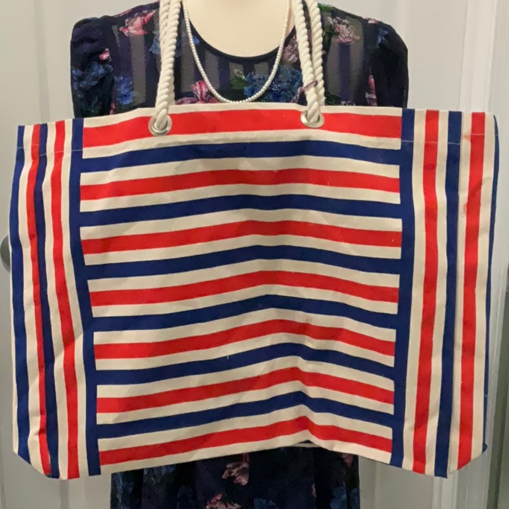 Eccolo Stripe Canvas Beach Bag